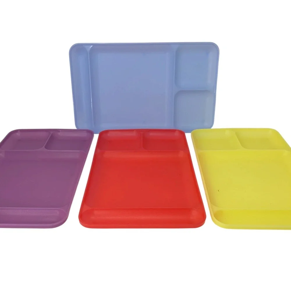 Vintage Tupperware 1535 Divided TV Dinner Trays Set of 4 Camping Picnic MCM